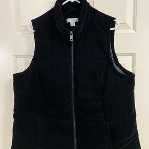 CJBanks Poly Fill Zip Front Velvet Black Vest - 2x